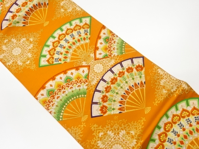 リサイクル　扇に菱華紋模様織出し袋帯